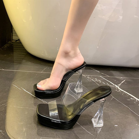 Damen elegante transparente High Heel Sandalen R&B