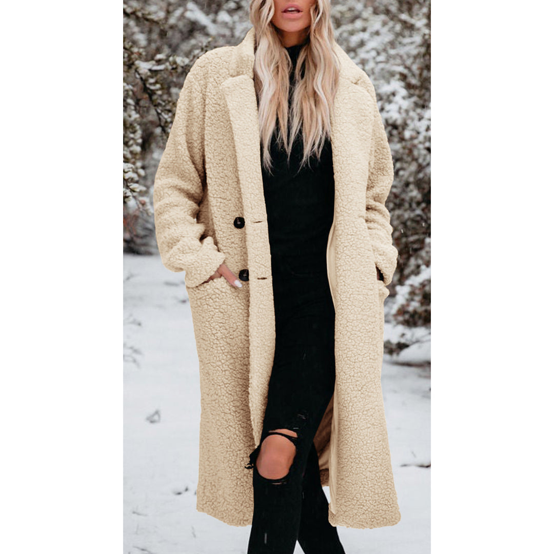 Damen Oversized Teddy-Mantel mit Knopfverschluss und praktischen Taschen R&B