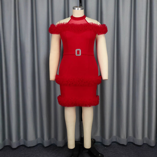 Damen elegantes Kleid mit fransigen Akzenten R&B
