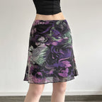Damen Blumenmuster Midirock mit elastischem Bund und schwingendem Saum R&B