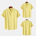 Herren Kurzarm-Hemd im lässigen Henley-Stil mit praktischen Knopfdetails