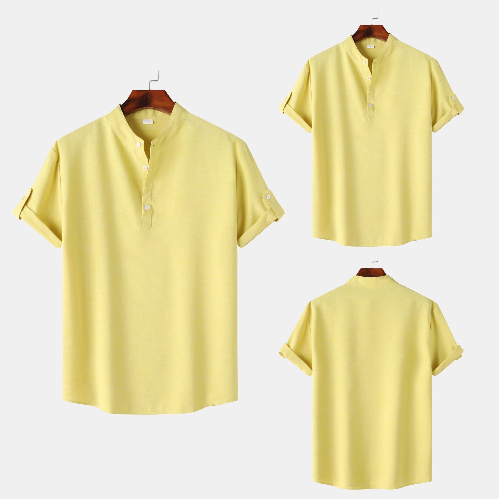 Herren Kurzarm-Hemd im lässigen Henley-Stil mit praktischen Knopfdetails