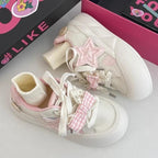 Damen Sneakers aus hochwertigem Leder mit modischem Socken-Design von