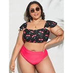 Damen Bikini-Set mit Raffinierter Rüschendetail und Bequemem Hohem Bund R&B