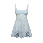 Damen Spitzen-Lingerie-Kleid mit Rüschendetails und verstellbaren Trägern R&B