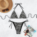 Damen Triangel-Bikini mit verspieltem Streifenmuster und verstellbarem Unterteil R&B