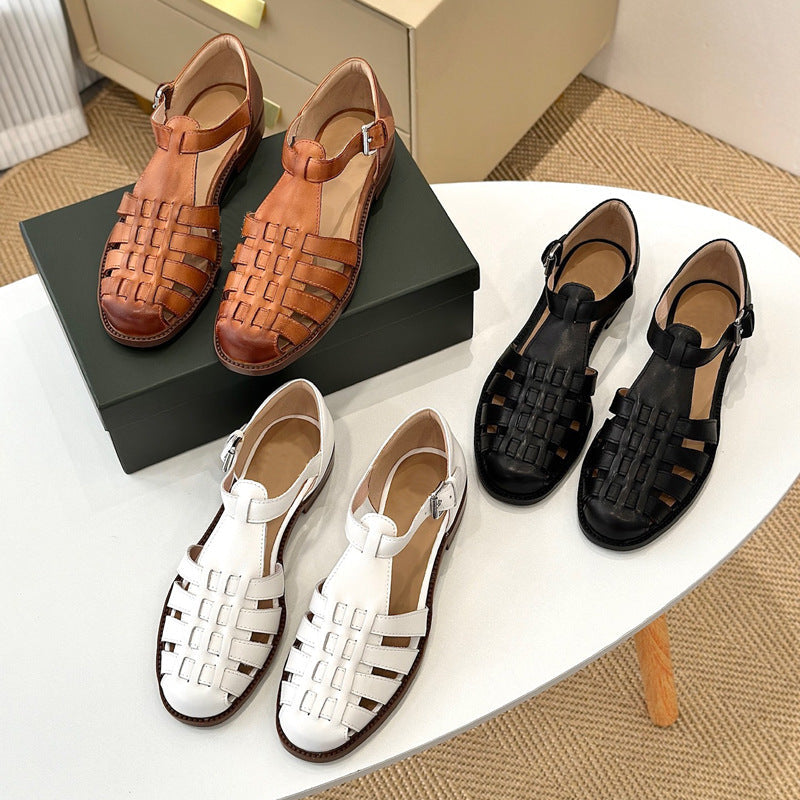 Damen Komfortable Sandalen aus hochwertigem Leder mit modischem Flecht-Design