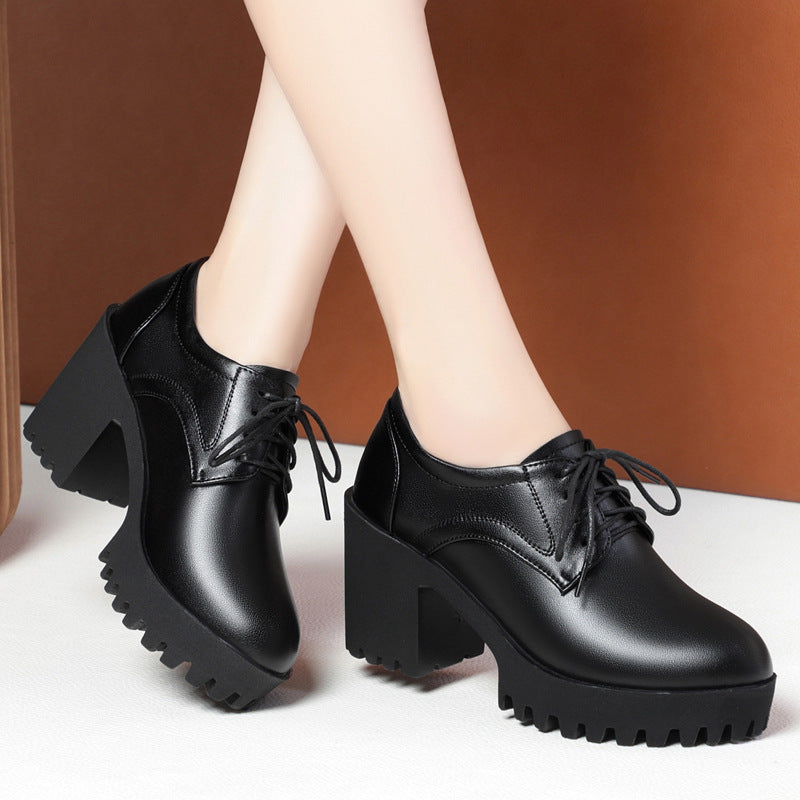 Damen Komfortable Schnürschuhe mit markantem Blockabsatz und rutschfester Sohle R&B
