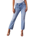 Damen Flared Jeans mit fransigen Säumen und modischem Distressed-Effekt R&B
