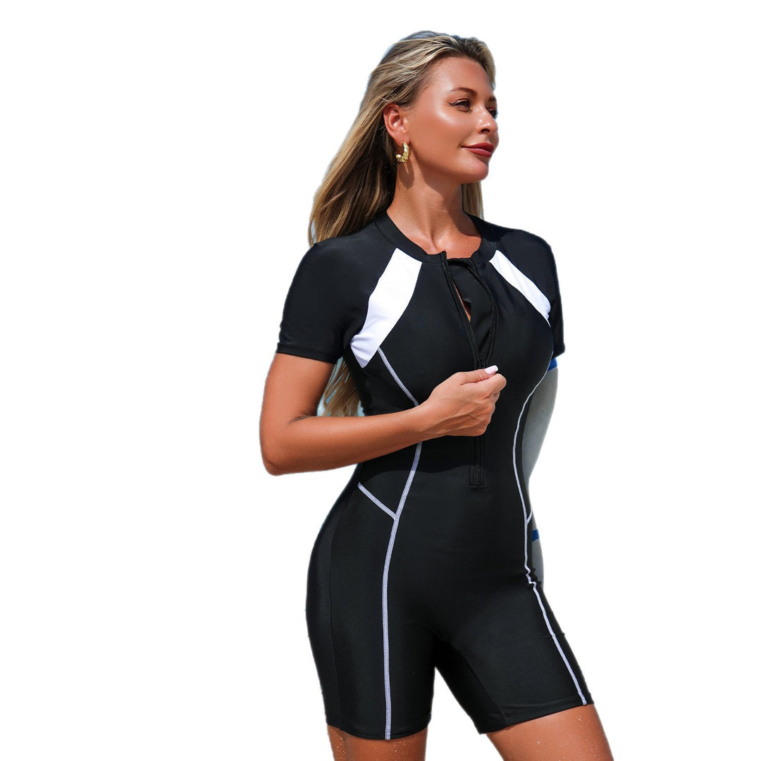 Damen Sportlicher Surfanzug mit kurzem Arm und funktionellem Reißverschluss R&B