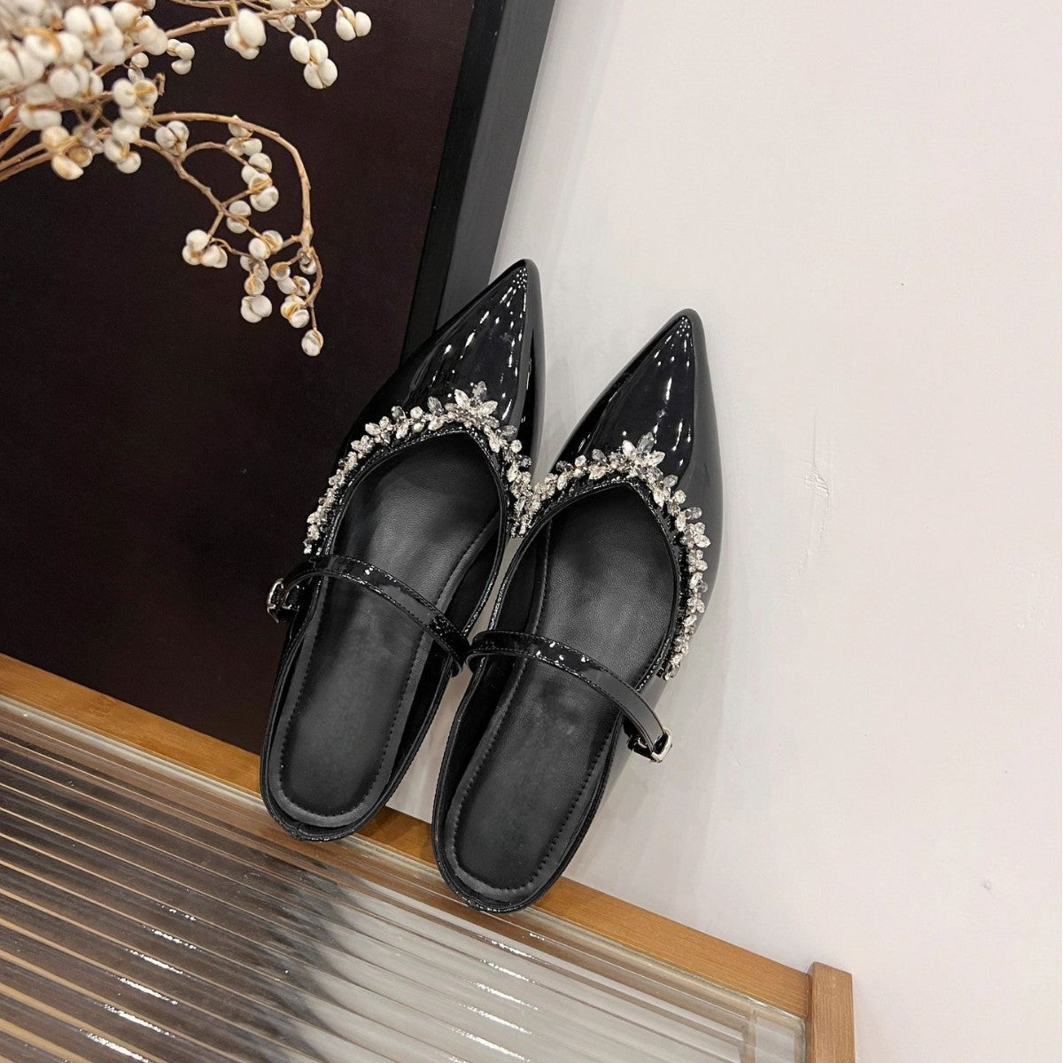 Damen elegante Slingback-Pumps mit funkelndem Strass R&B