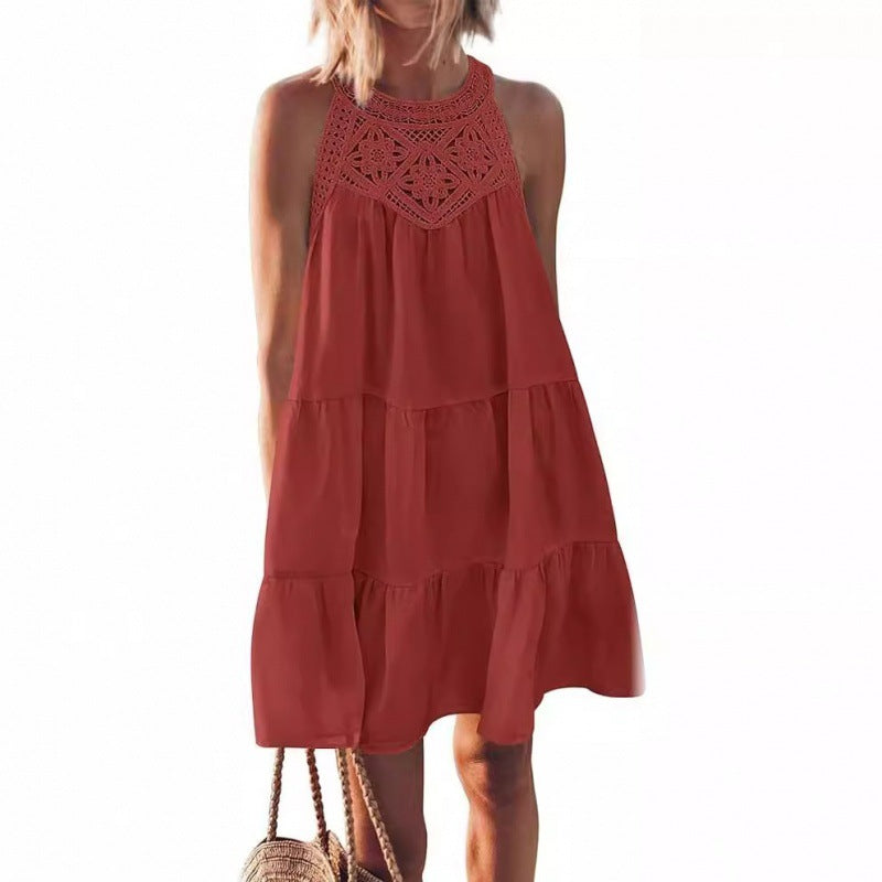 Damen Sommerkleid mit romantischen Häkel-Applikationen R&B