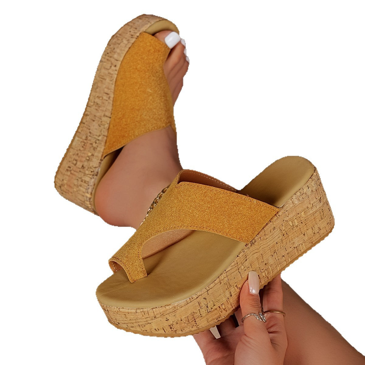 Damen Komfortable Wedge-Sandalen mit Glitzeroberfläche und rutschfester Sohle R&B