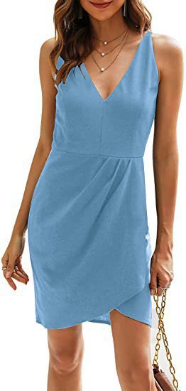 Damen Elegantes Wickel-Minikleid R&B