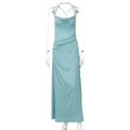 Damen Elegantes Satin-Maxikleid mit raffinierten Spaghetti-Trägern R&B
