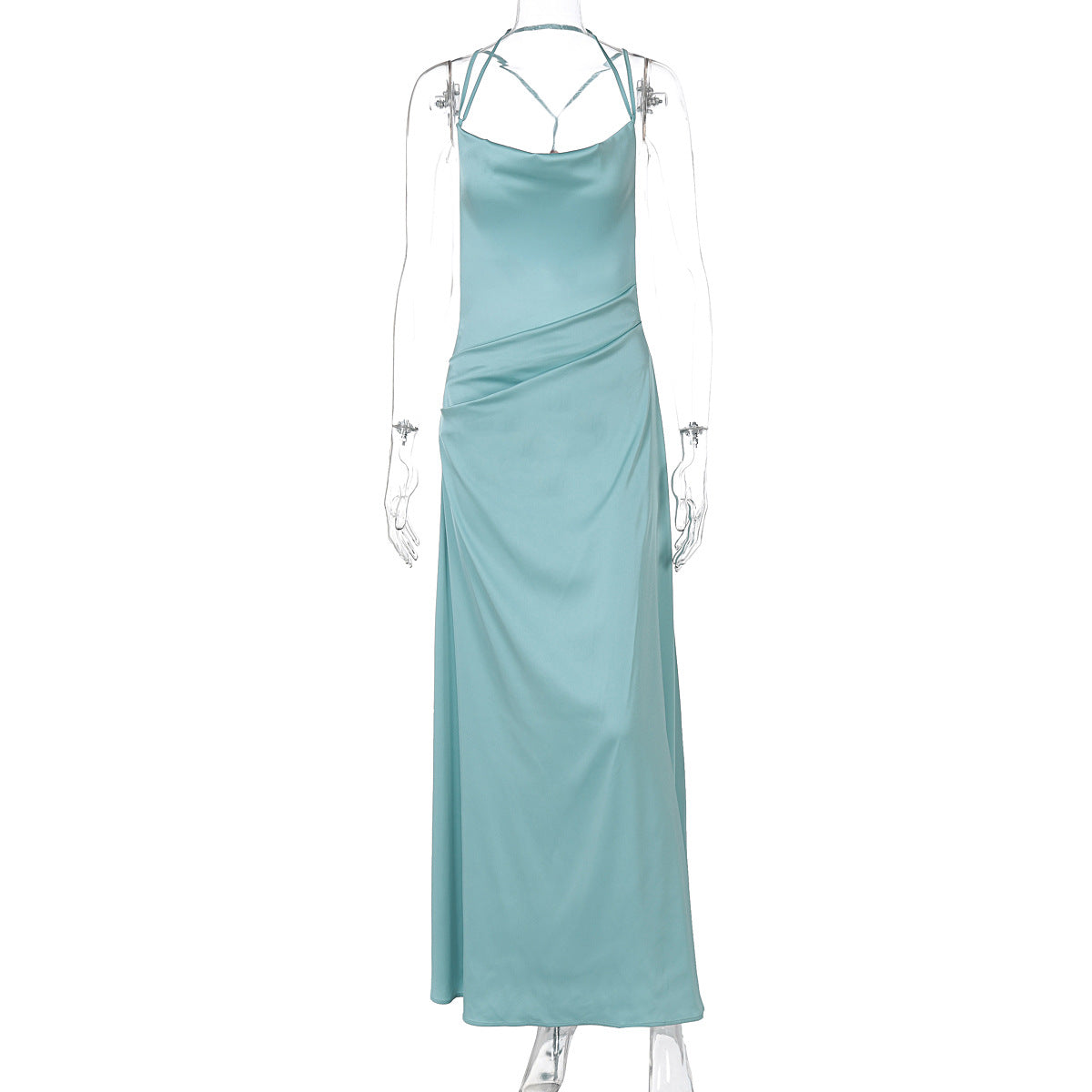 Damen Elegantes Satin-Maxikleid mit raffinierten Spaghetti-Trägern R&B