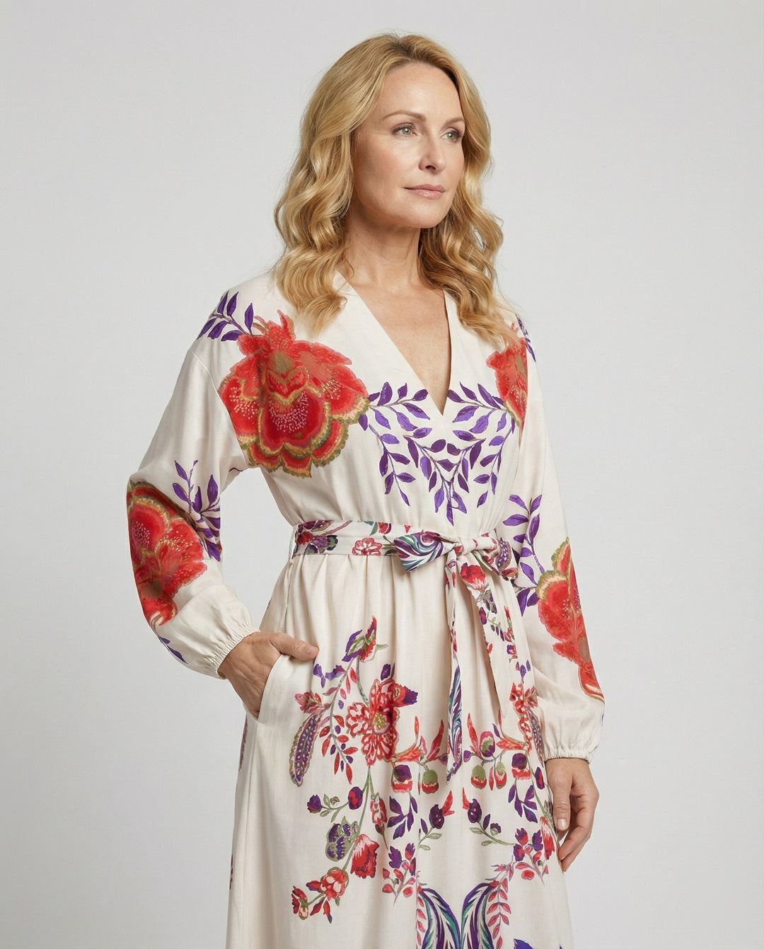 Damen Midikleid mit Gürtel elegant