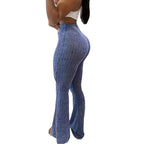 Damen Flared Leggings mit hochelastischem Bund und strukturierter Oberfläche R&B