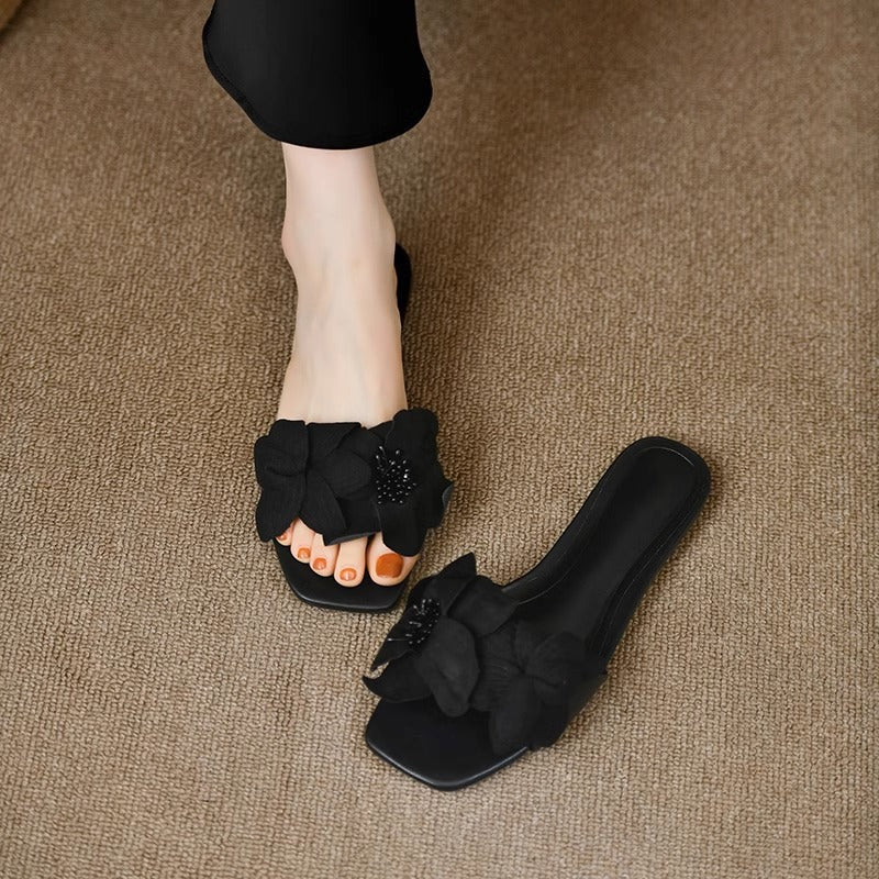 Damen modische Sandalen mit Blumenapplikation R&B