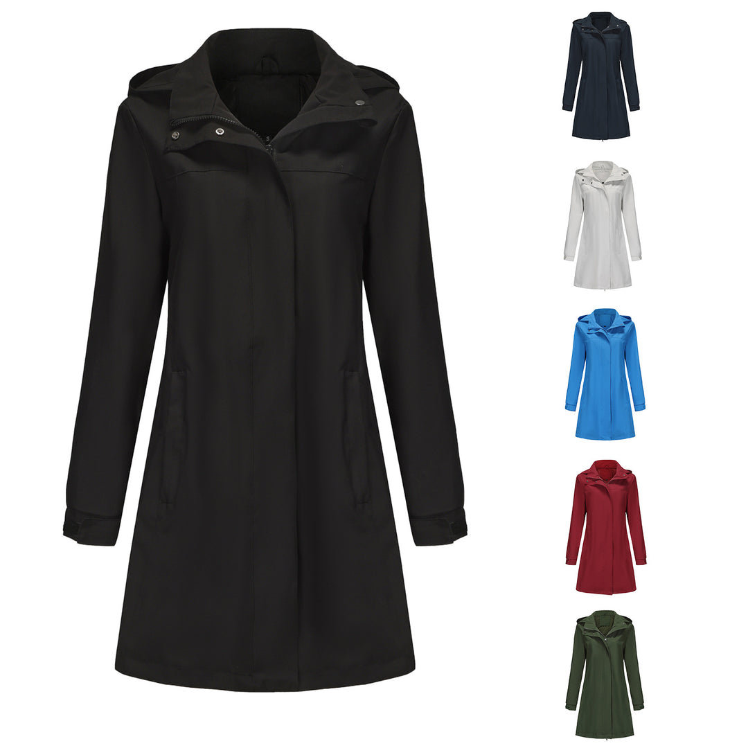 Damen funktionale Übergangsjacke mit verstellbarem Kapuzenkragen und praktischen Taschen R&B