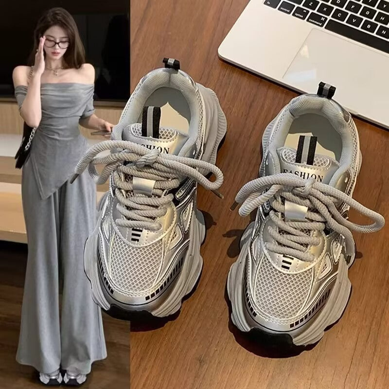 Damen Sportliche Sneakers mit atmungsaktivem Mesh-Obermaterial und dämpfender Sohle R&B