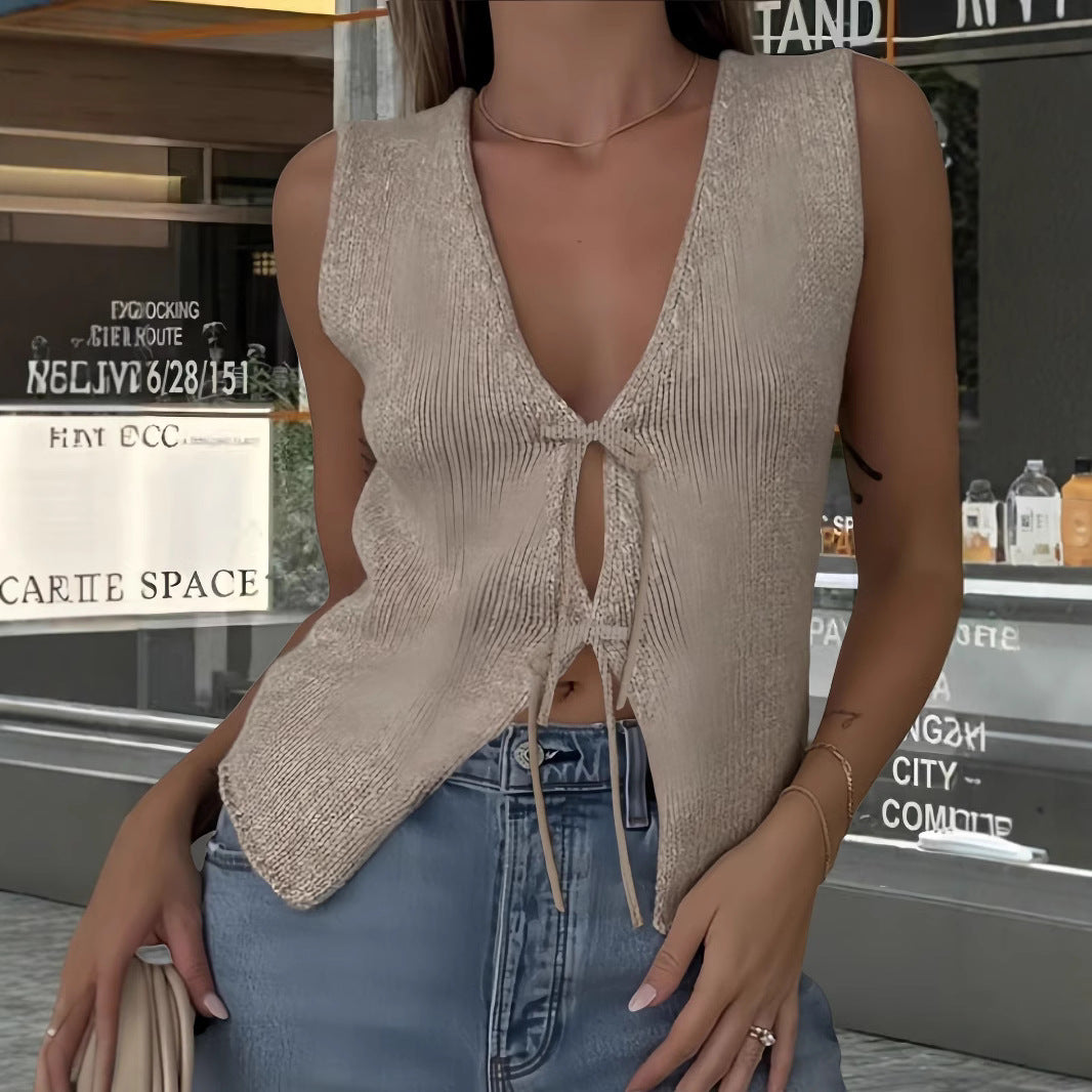 Damen Crop-Oberteil mit raffiniertem Schnürdesign R&B