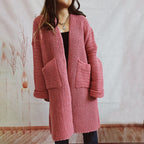 R&B | Lange Strickjacke mit Taschen Chunky Strick Weiche und Lässige Silhouette