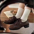 Damen sportliche Schnürschuhe aus Veloursleder mit rutschfester Sohle R&B