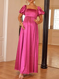 Damen Maxikleid mit Puffärmeln