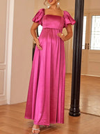 Damen Maxikleid mit Puffärmeln