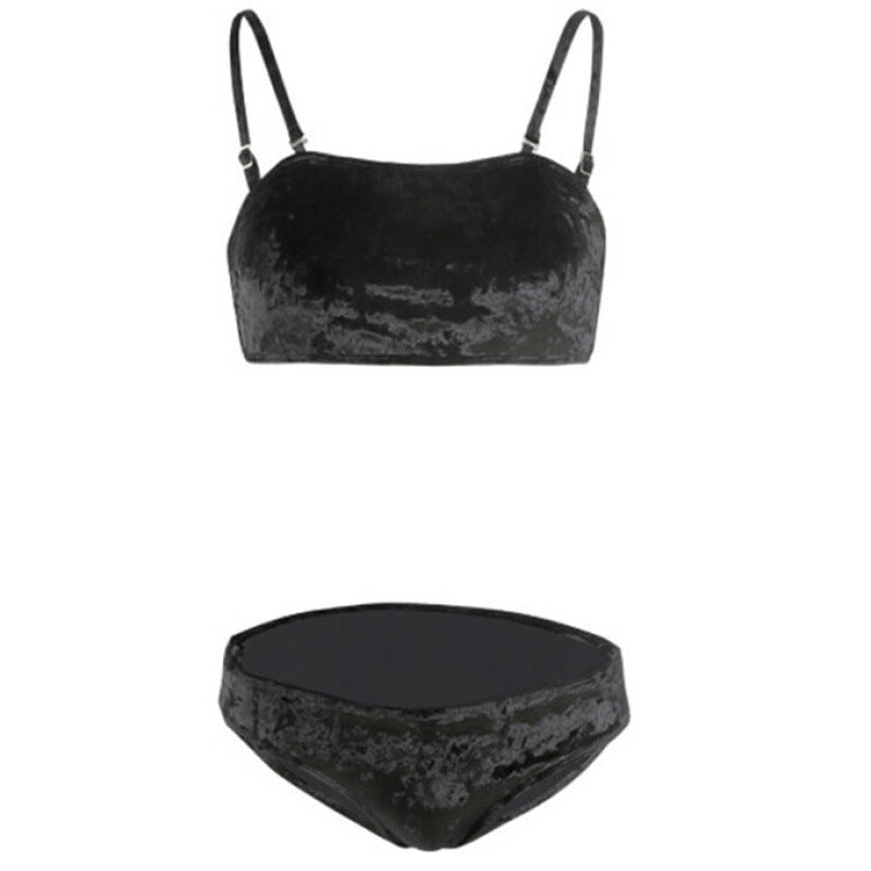 Damen Bikini-Set mit luxuriösem Samt-Design und verstellbaren Trägern R&B