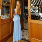 Damen Maxikleid mit eleganter Halter-Cowl-Neck-Design und figurbetontem Schnitt R&B