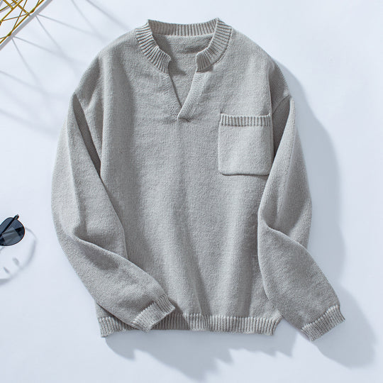 Damen lässiger Pullover mit Knopfdetails und Brusttasche R&B