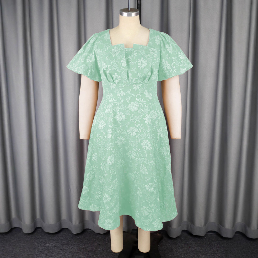Damen Midikleid mit schwingendem Rock und floralen Mustern R&B