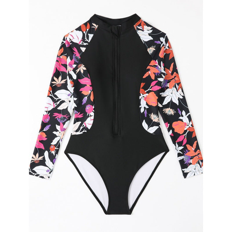 Damen Surfanzug mit floralem Farbdesign und sportlichem Reißverschluss R&B