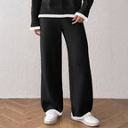 Damen lässige Strickhose mit kontrastierendem Bündchen R&B