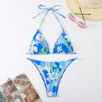 Damen Triangel-Bikini mit verspieltem floralem Design und verstellbaren Trägern R&B