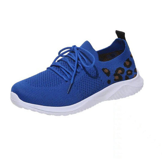 Damen nan atmungsaktiver Strick-Sneaker mit elastischem Einstieg, gepolstertem Komfortfußbett und Animalprint-Fersenbesatz R&B