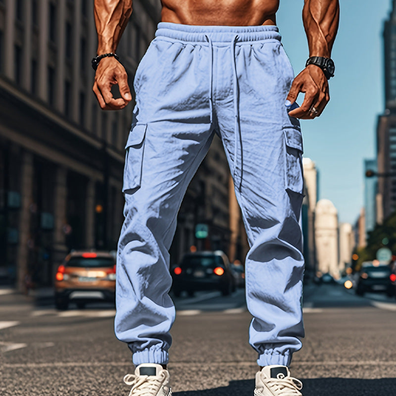 Herren lässige Cargo-Hose mit praktischen Seitentaschen und elastischem Bund R&B
