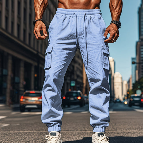 Herren lässige Cargo-Hose mit praktischen Seitentaschen und elastischem Bund R&B