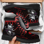Damen Schnürstiefeletten mit kreativem Totenkopf-Design und robustem Profilsohle R&B
