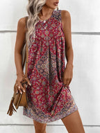 Damen lässiges Midi-Kleid mit verspieltem Boho-Muster R&B