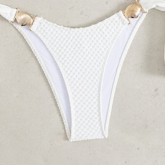 Damen Triangel-Bikini mit eleganten Schleifen und Muschelverzierungen R&B