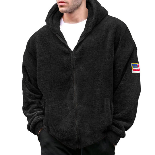 Herren kuscheliger Fleece-Hoodie mit Kapuze und Reißverschluss R&B