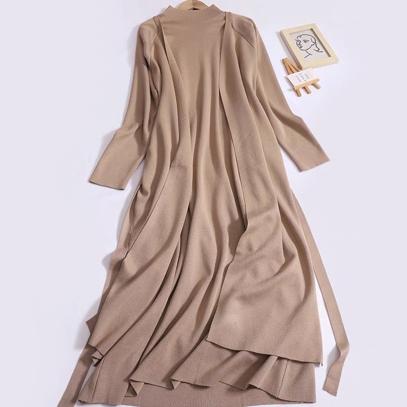 Damen eleganter Longmantel mit asymmetrischem Schnitt und hohem Kragen R&B