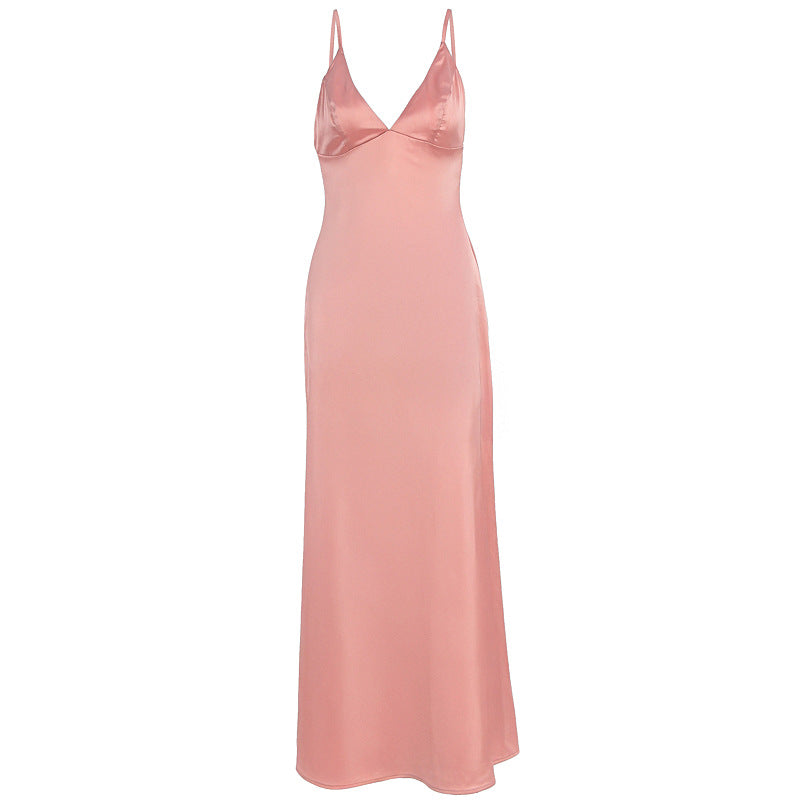 Damen Maxikleid mit raffinierten Trägern und elegantem V-Ausschnitt R&B