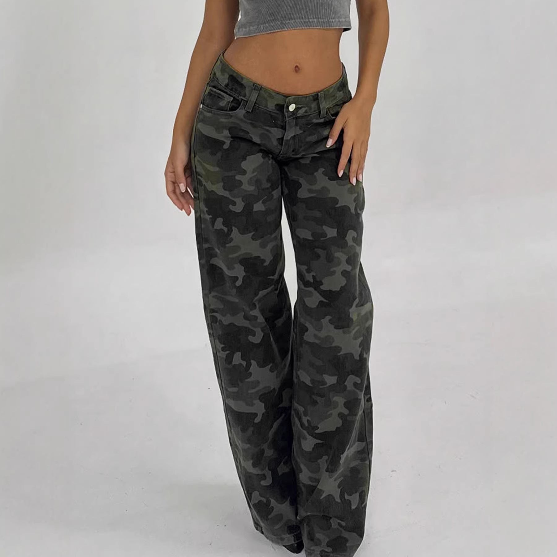 Damen Relaxed Fit Cargohose mit modischem Camouflage-Muster R&B