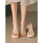 Damen Elegante Mules mit transparentem Absatz R&B