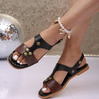 Damen Komfortable Leder-Sandalen mit verstellbarem Riemendesign und atmungsaktivem Fußbett