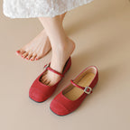 Damen Ballerinas mit modischer Schnallenapplikation und glänzendem Obermaterial
